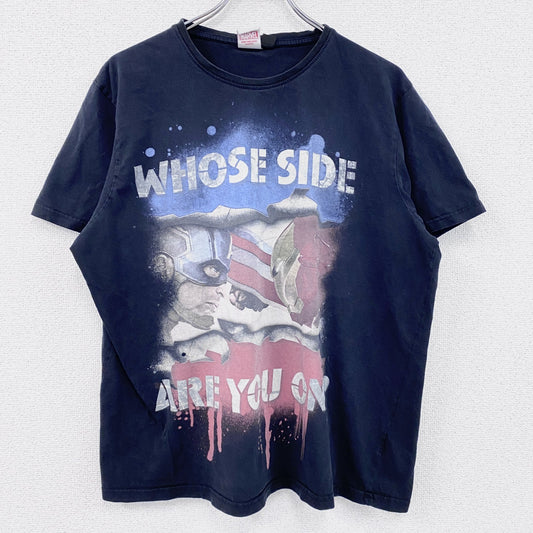MARVEL　マーベル　キャプテンアメリカ　アイアンマン　半袖プリントTシャツ　黒　ブラック　XLサイズ