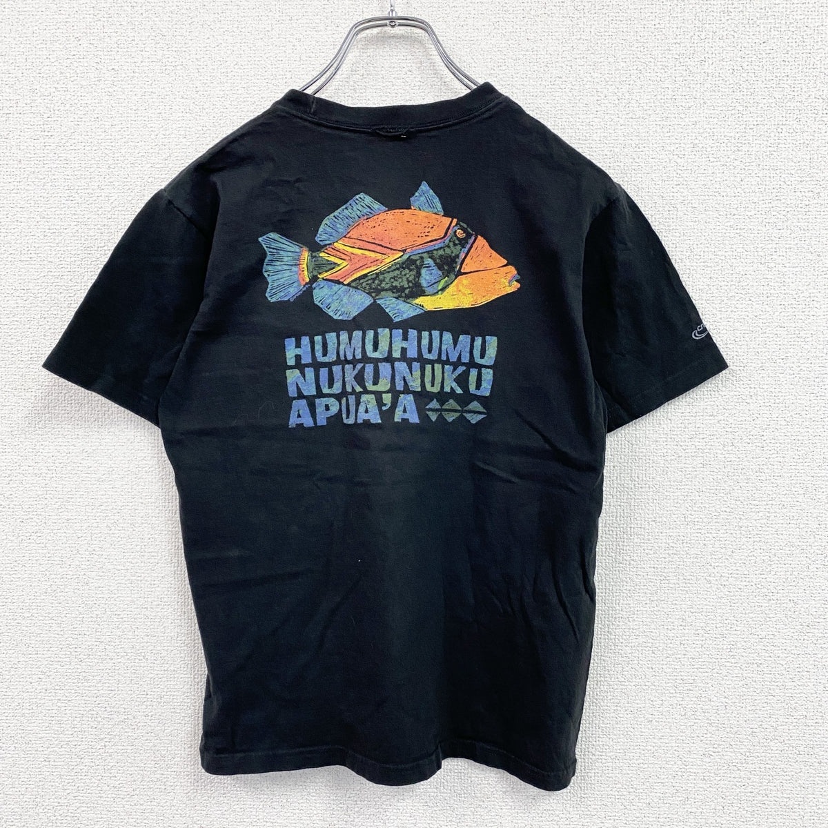 Crazy Shirts　クレイジーシャツ　半袖プリントTシャツ　魚　デカロゴ　両面プリント　黒　ブラック カットソー メンズ 古着