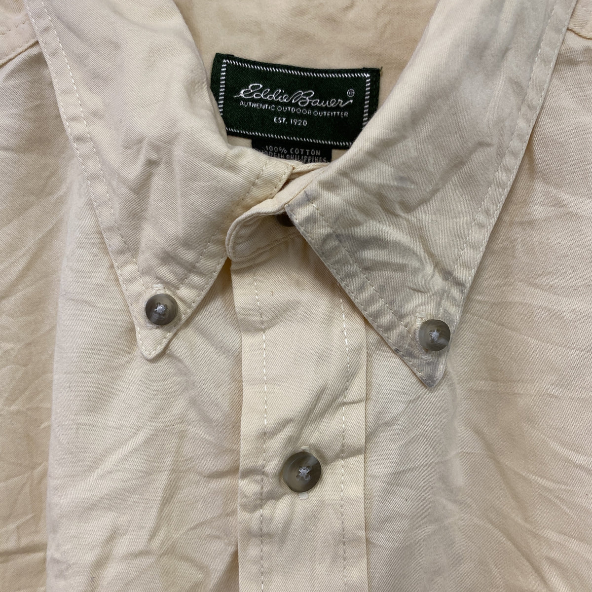 Eddie Bauer　エディーバウアー　半袖ボタンダウンシャツ　黄色　イエロー　XLサイズ　古着