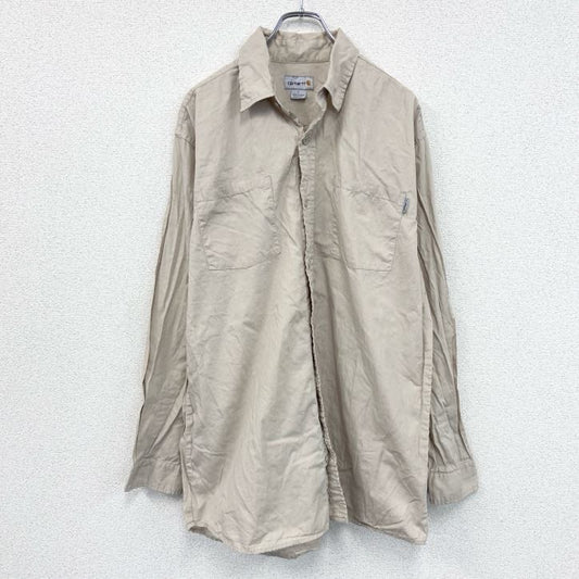 Carhartt　カーハート　長袖ワークシャツ　ラウンドシャツ　ベージュ　Lサイズ