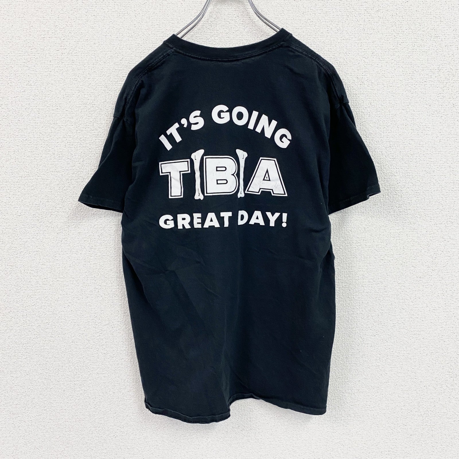 PRE-HEALTH　半袖プリントTシャツ　アーチプリント　3連プリント　両面プリント　黒　ブラック カットソー メンズ 古着