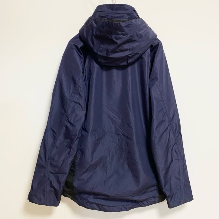 TEAM365　長袖ワンポイントプリントナイロンジャケット　ジップアップジャンパー　ネイビー　紺　黒　ブラック　秋冬服　古着