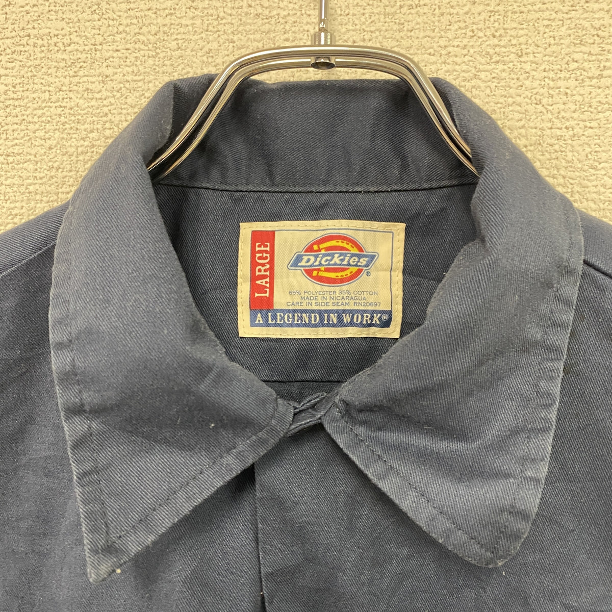 Dickies　ディッキーズ　半袖ワークシャツ　紺　ネイビー　Lサイズ　古着