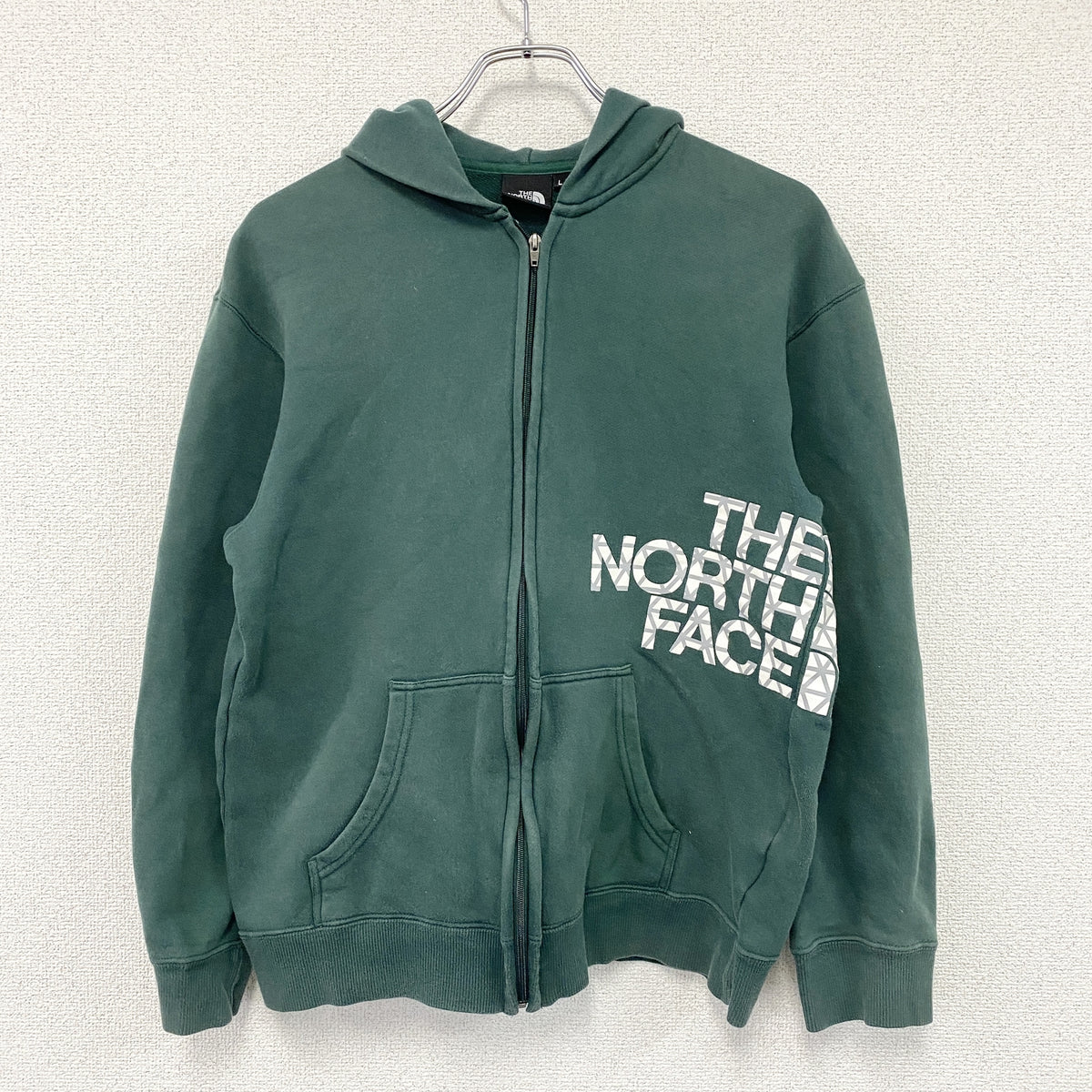 THE NORTH FACE　ザノースフェイス　フルジップスウェットパーカー/フーディー　緑　グリーン　Lサイズ　古着