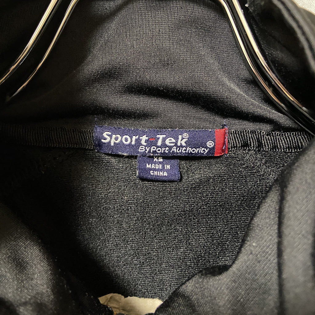 SPORT-TEK　長袖トラックジャケット　ジャージ　ワンポイント刺繍　W-SR　黒　ブラック　XSサイズ　古着