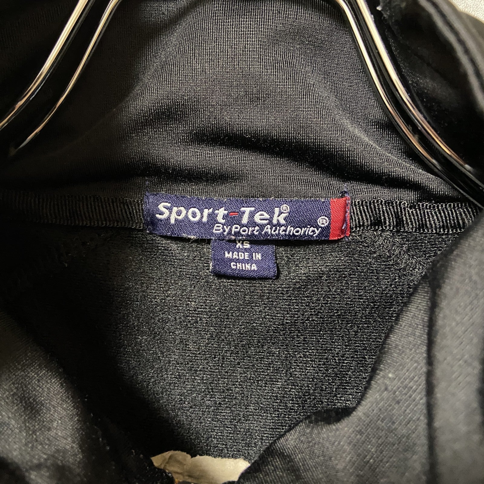 SPORT-TEK　長袖トラックジャケット　ジャージ　ワンポイント刺繍　W-SR　黒　ブラック　XSサイズ　古着