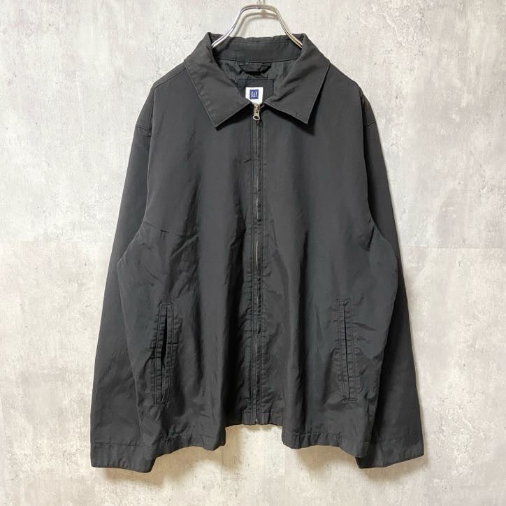 古着 used　GAP ギャップ　長袖スイングトップジャケット　ナイロンジャケット　ブルゾン　黒　ビックシルエット　XLサイズ