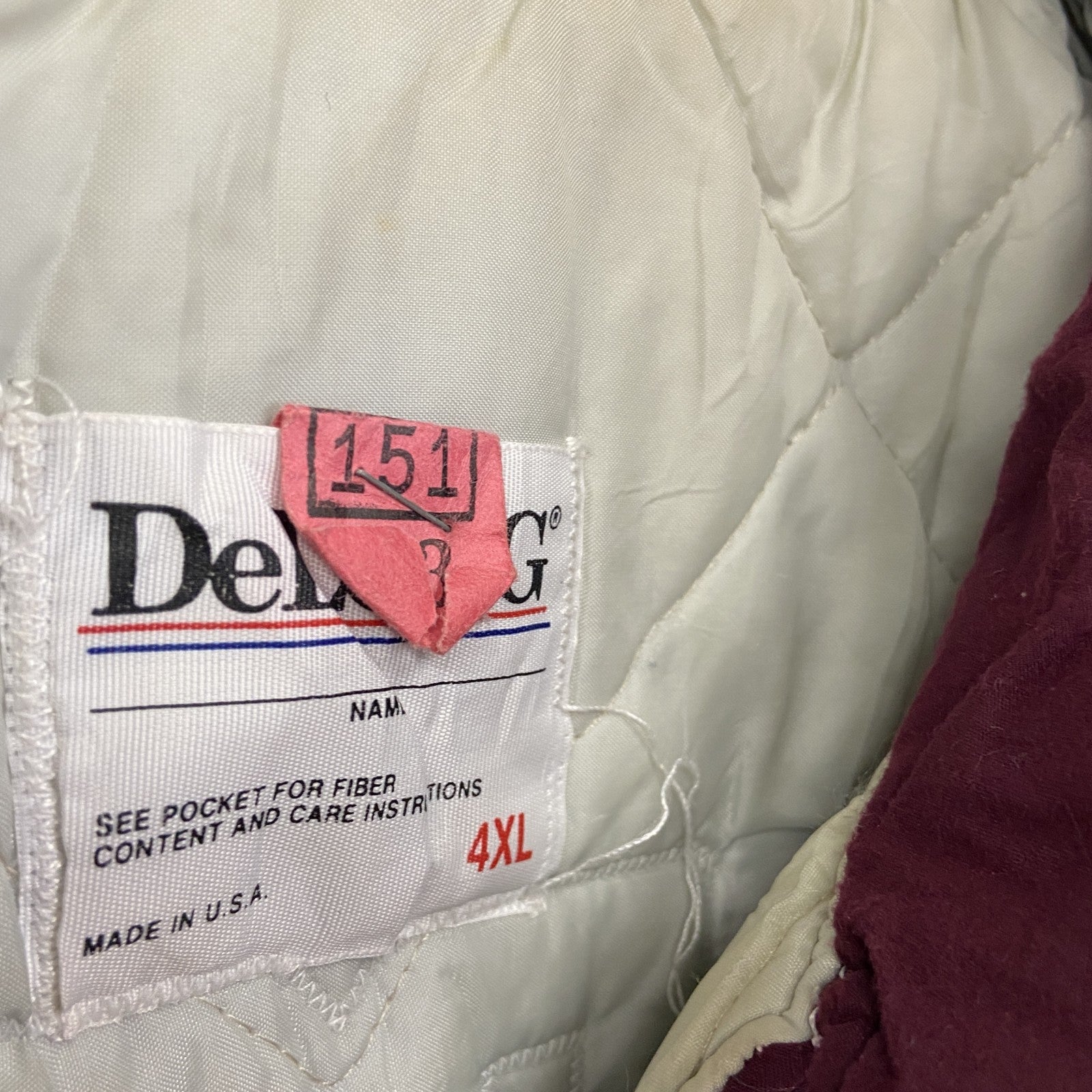 90s　DeLONG　フルジップジャケット　中綿ジャケット　ヴィンテージ　ボルドー　4XLサイズ　古着