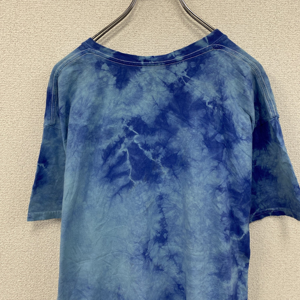 プレイステーション　半袖プリントTシャツ　タイダイ柄　青　ブルー　　古着