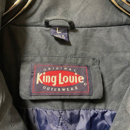 古着 used　King Louie　長袖ワンポイント刺繍中綿ワークジャケット　ナイロンジャケット　ネイビー　Lサイズ