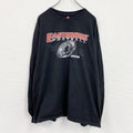 Hanes　ヘインズ　長袖Tシャツ/ロンT　フットボール　両面プリント　黒　ブラック　XLサイズ　古着