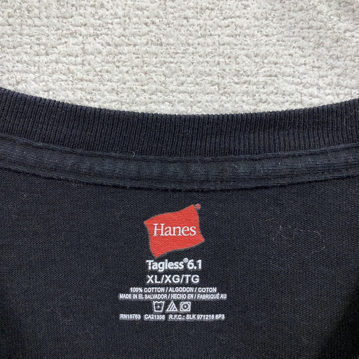 Hanes　ヘインズ　長袖Tシャツ/ロンT　フットボール　両面プリント　黒　ブラック　XLサイズ　古着