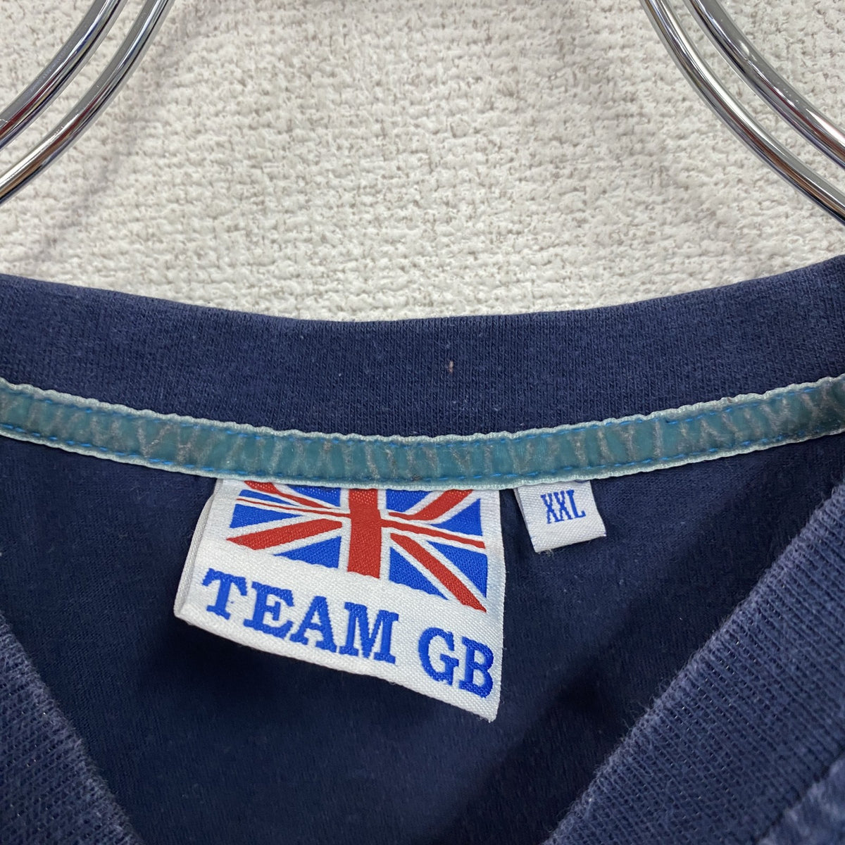 Team GB　半袖プリントTシャツ　ユニオンジャック　紺　ネイビー　2XLサイズ　古着