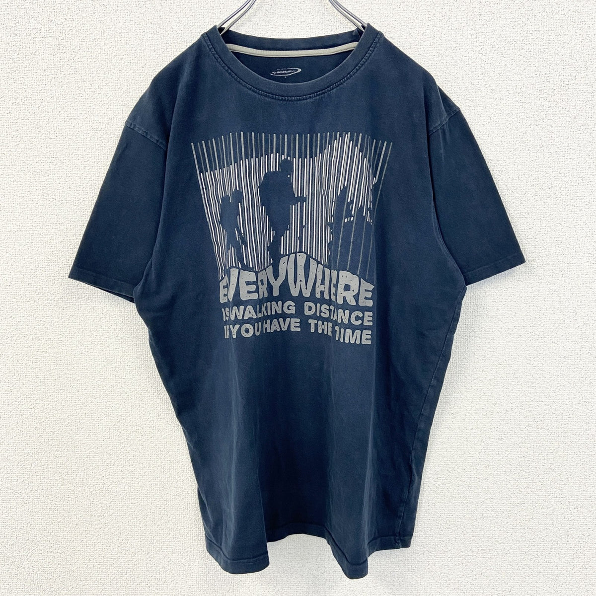 MOUNTAINRIDERS　半袖プリントTシャツ　EVERY WHERE　クルーネック　ネイビー　紺　Lサイズ　古着