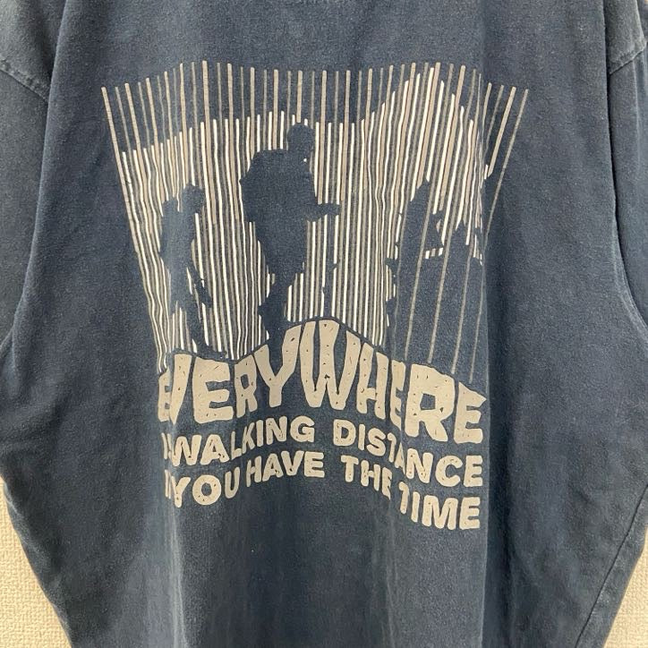 MOUNTAINRIDERS　半袖プリントTシャツ　EVERY WHERE　クルーネック　ネイビー　紺　Lサイズ　古着