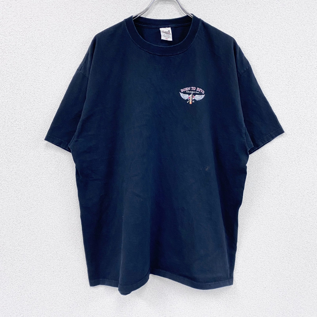 anvil　BORN TO DIVE　半袖プリントTシャツ　黒　ブラック　2Xサイズ　古着
