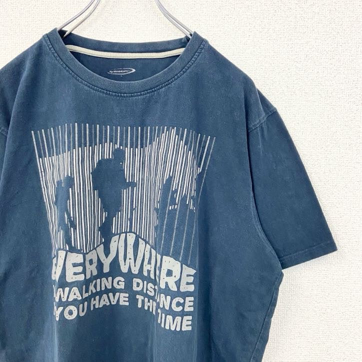 MOUNTAINRIDERS　半袖プリントTシャツ　EVERY WHERE　クルーネック　ネイビー　紺　Lサイズ　古着