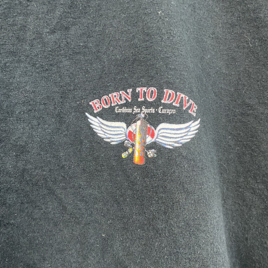 anvil　BORN TO DIVE　半袖プリントTシャツ　黒　ブラック　2Xサイズ　古着