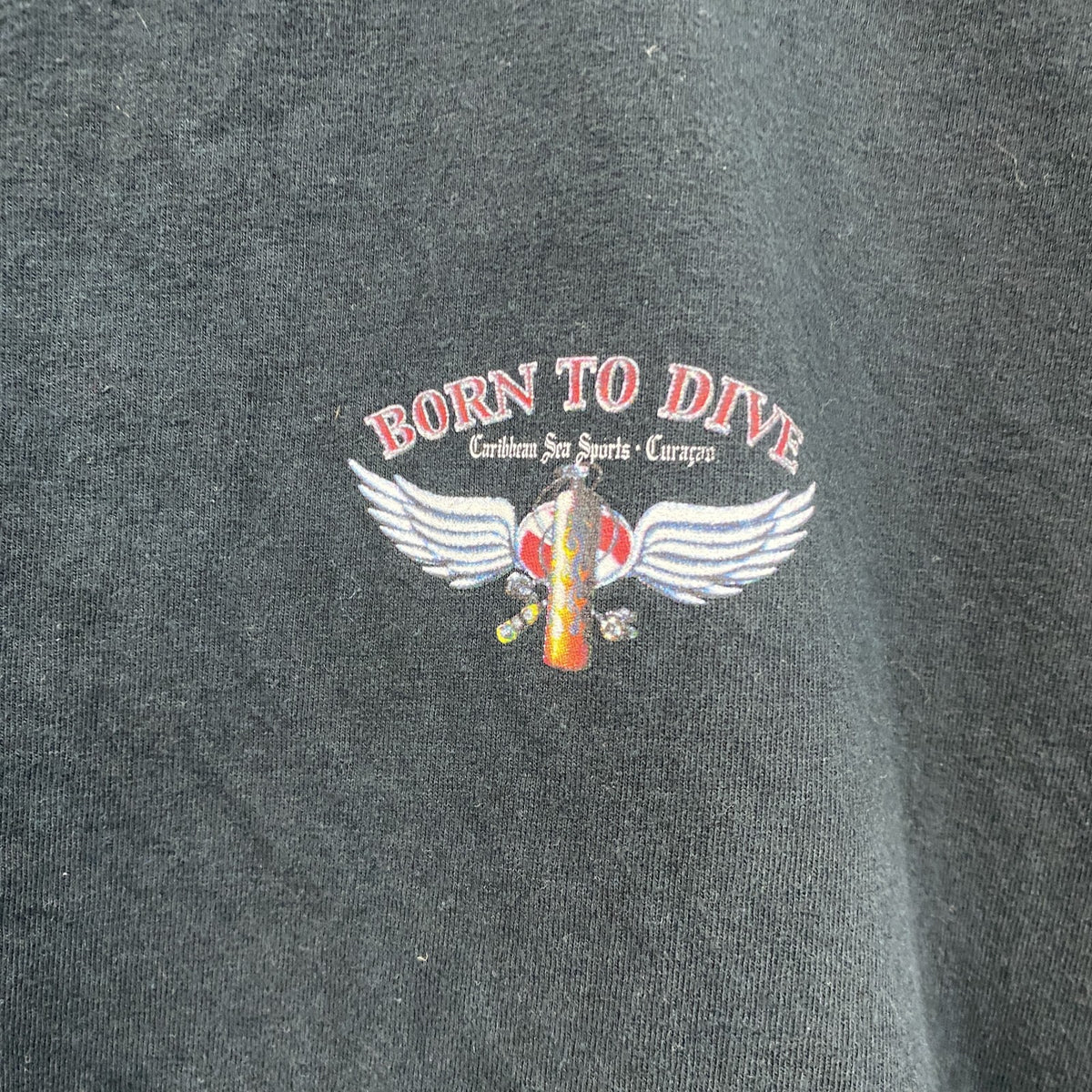 anvil　BORN TO DIVE　半袖プリントTシャツ　黒　ブラック　2Xサイズ　古着
