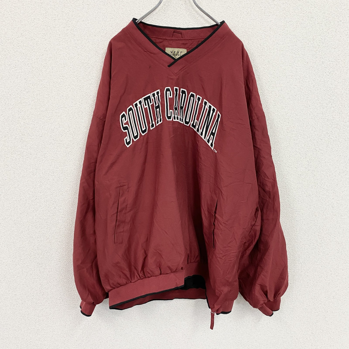 VESI SPORTSWEAR　プルオーバージャケット　アーチプリント　赤　レッド　2XLサイズ　古着