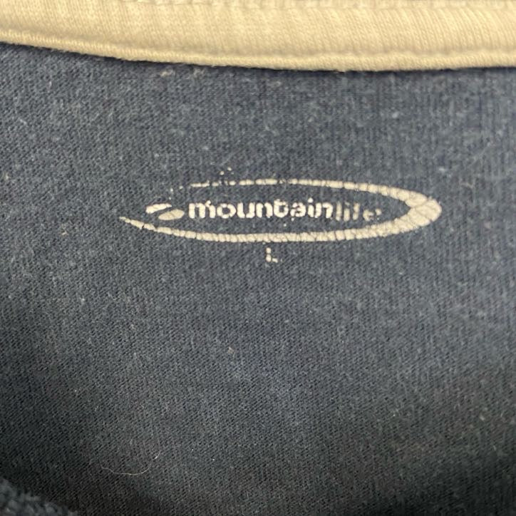 MOUNTAINRIDERS　半袖プリントTシャツ　EVERY WHERE　クルーネック　ネイビー　紺　Lサイズ　古着