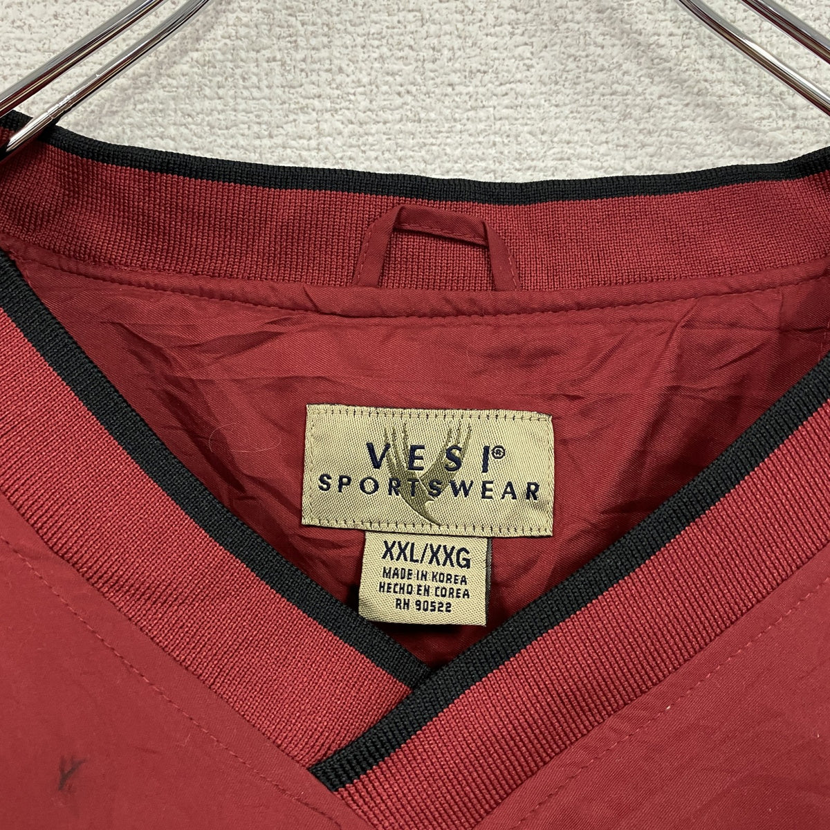 VESI SPORTSWEAR　プルオーバージャケット　アーチプリント　赤　レッド　2XLサイズ　古着