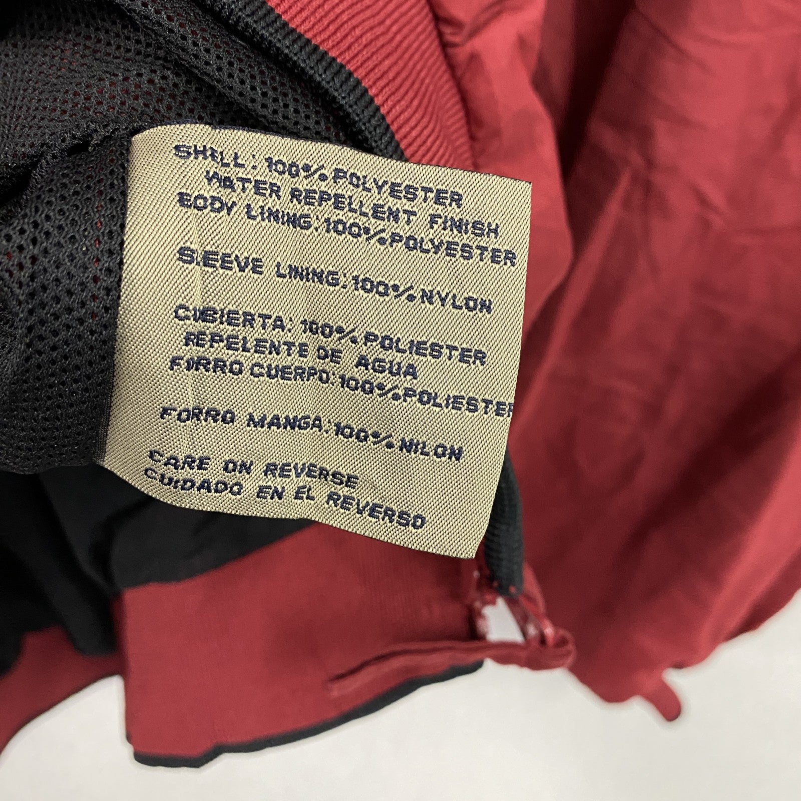 VESI SPORTSWEAR　プルオーバージャケット　アーチプリント　赤　レッド　2XLサイズ　古着