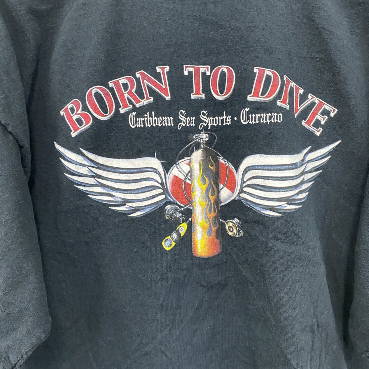 anvil　BORN TO DIVE　半袖プリントTシャツ　黒　ブラック　2Xサイズ　古着