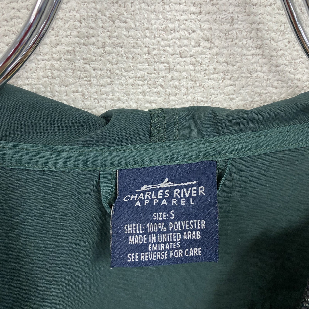 Charles River Apparel　アノラックパーカー　刺繍ロゴ　緑　グリーン　Sサイズ　古着