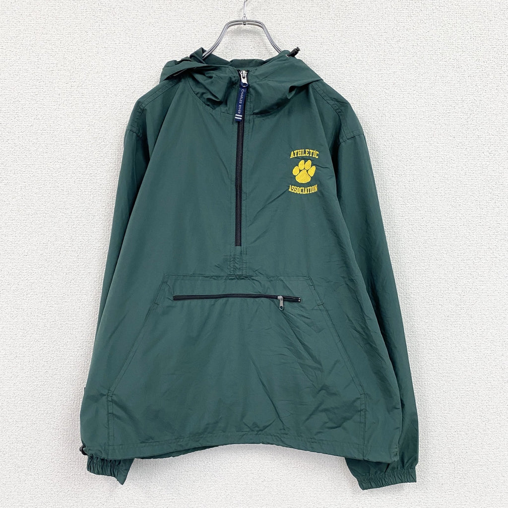 Charles River Apparel　アノラックパーカー　刺繍ロゴ　緑　グリーン　Sサイズ　古着