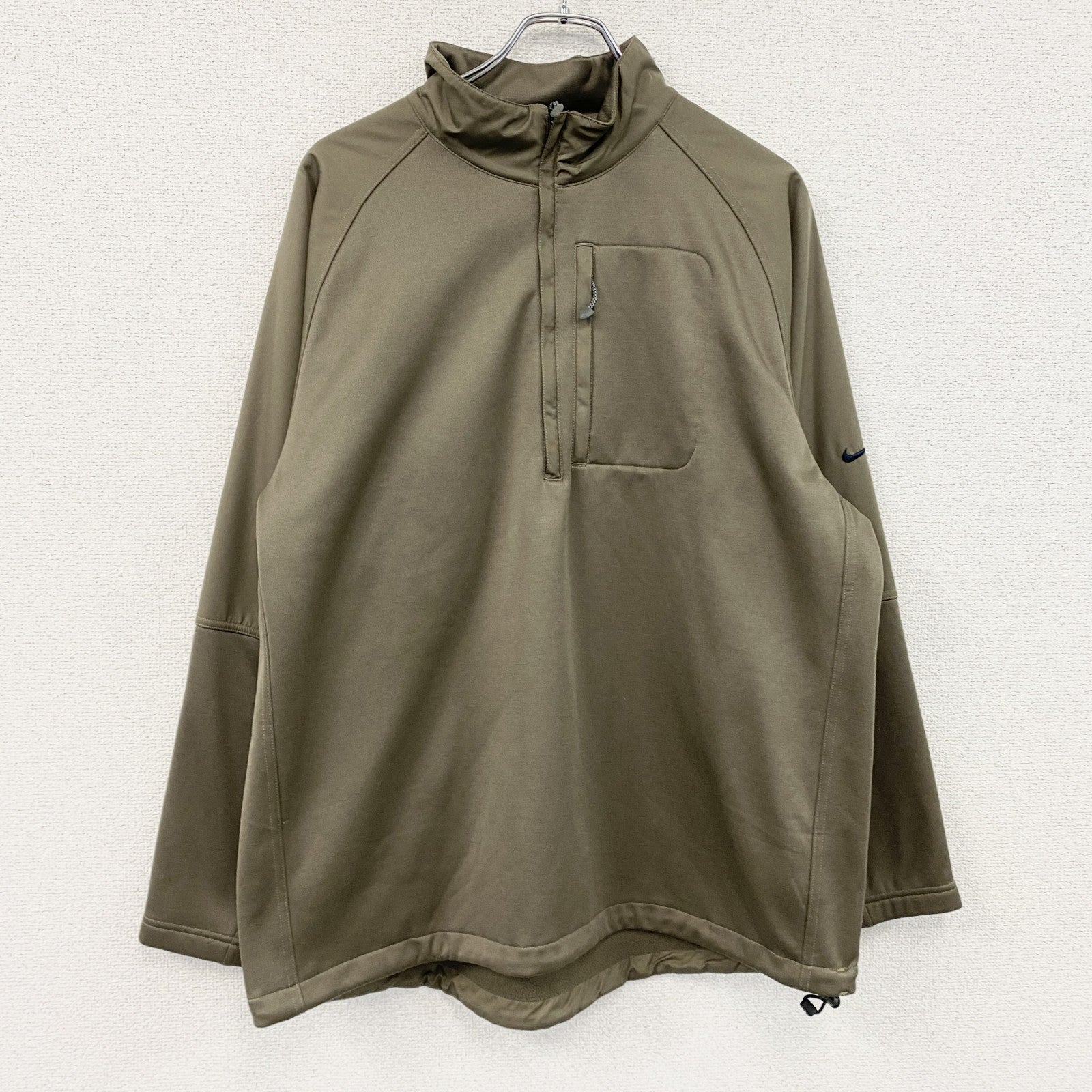 NIKE GOLF　ナイキゴルフ　THERMA-FIT　ハーフジッププルオーバージャケット　スウッシュ　カーキブラウン　XLサイズ メンズ ポリエステル 古着