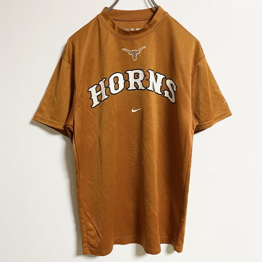 古着 used　NIKE　ナイキ　半袖ゲームTシャツ　TEXAS LONGHORNS　オレンジ　BASEBALL　レトロ　Mサイズ