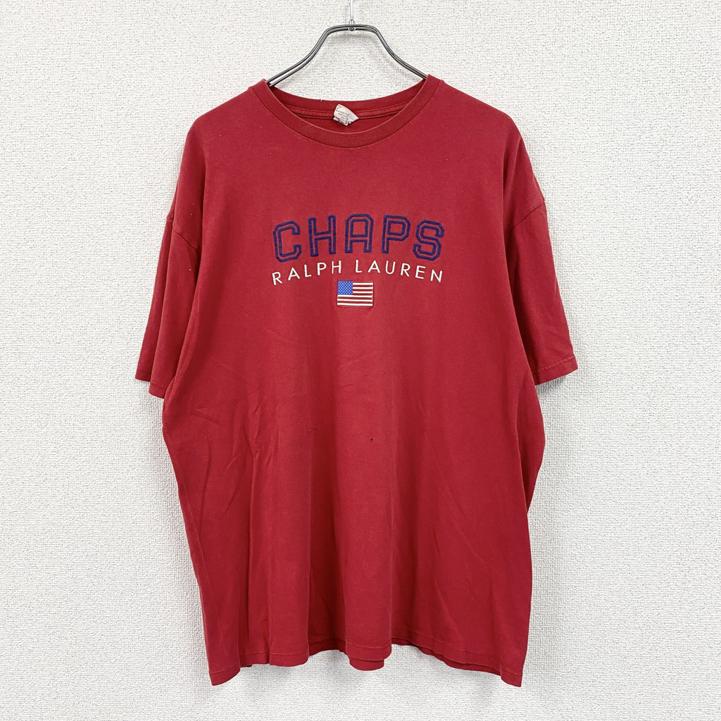 90s　CHAPS　チャップス　Ralph Lauren　半袖プリントTシャツ　星条旗　赤　レッド　Lサイズ　　ヴィンテージ　古着