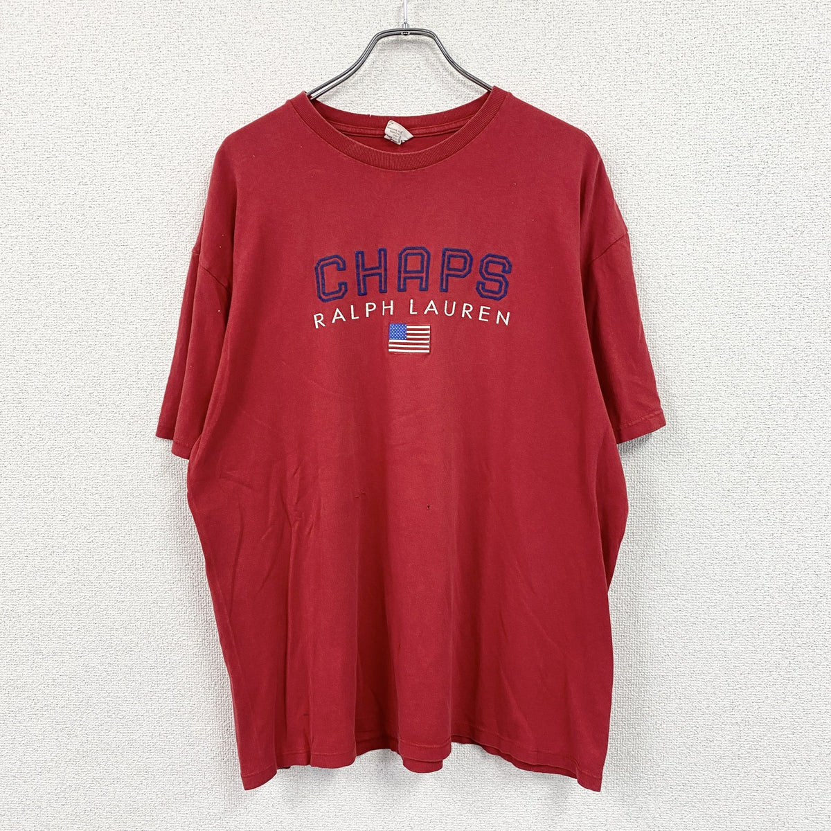 90s　CHAPS　チャップス　Ralph Lauren　半袖プリントTシャツ　星条旗　赤　レッド　Lサイズ　　ヴィンテージ　古着