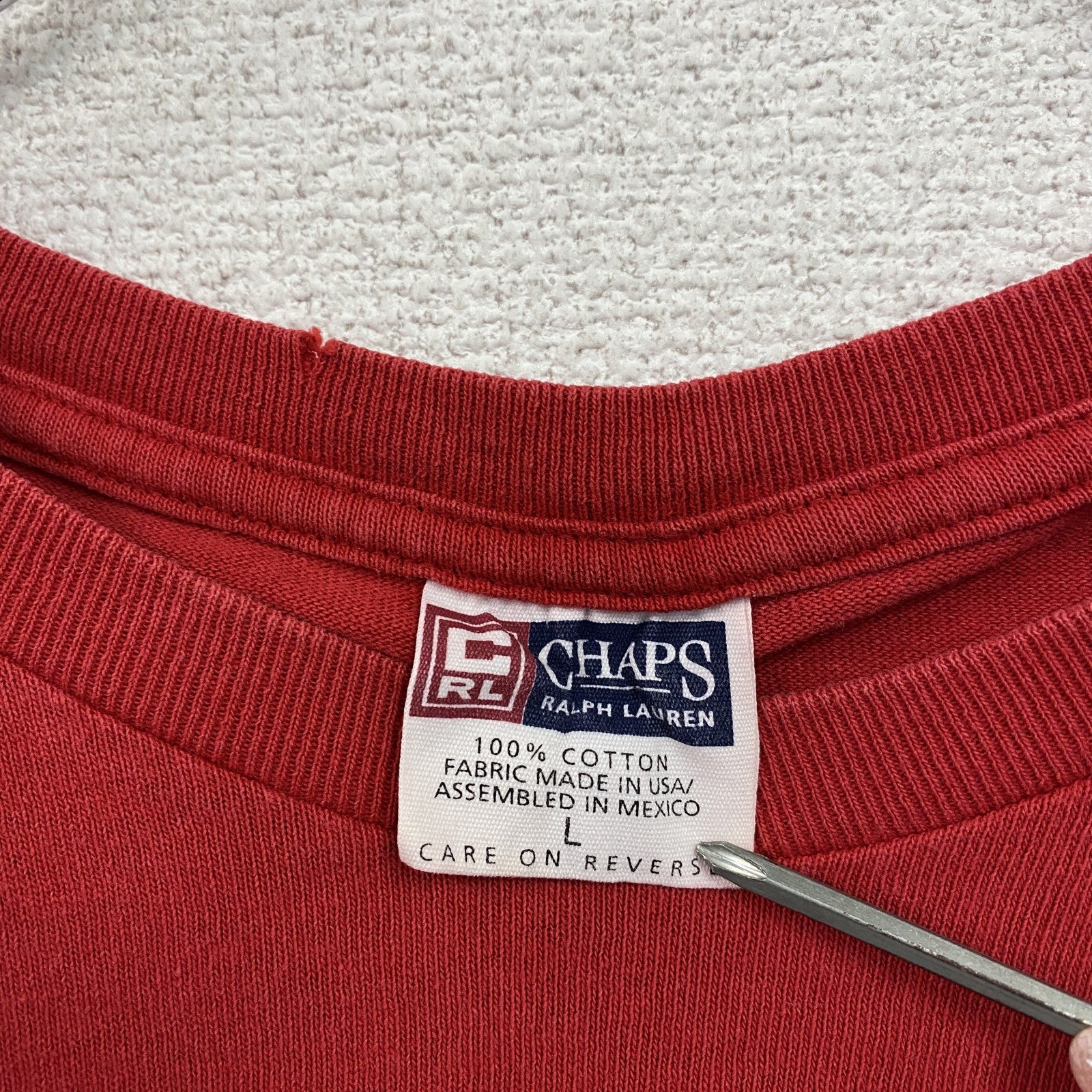 90s　CHAPS　チャップス　Ralph Lauren　半袖プリントTシャツ　星条旗　赤　レッド　Lサイズ　　ヴィンテージ　古着