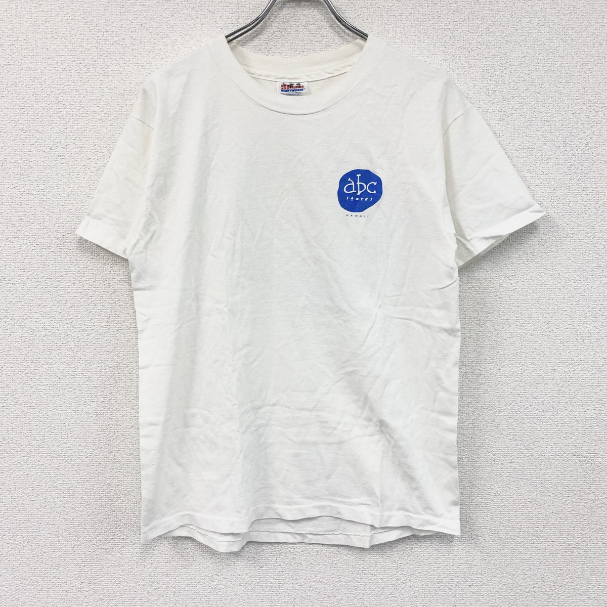Hanes　ヘインズ　半袖プリントTシャツ　シングルステッチ　白　ホワイト　Mサイズ カットソー メンズ コットン 古着