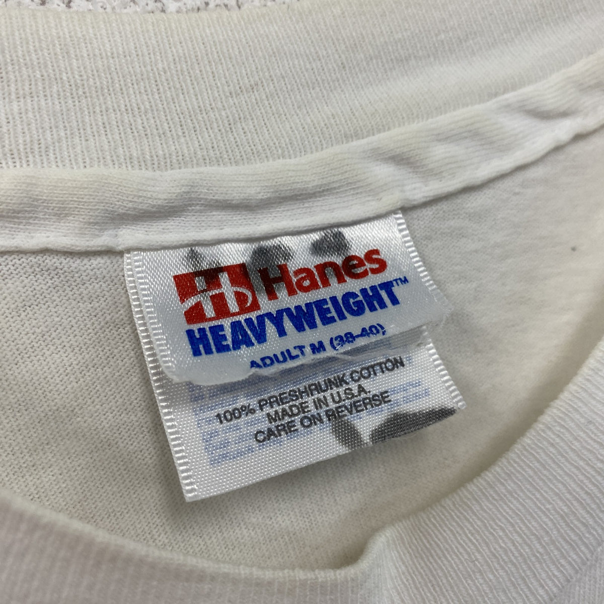 Hanes　ヘインズ　半袖プリントTシャツ　シングルステッチ　白　ホワイト　Mサイズ カットソー メンズ コットン 古着