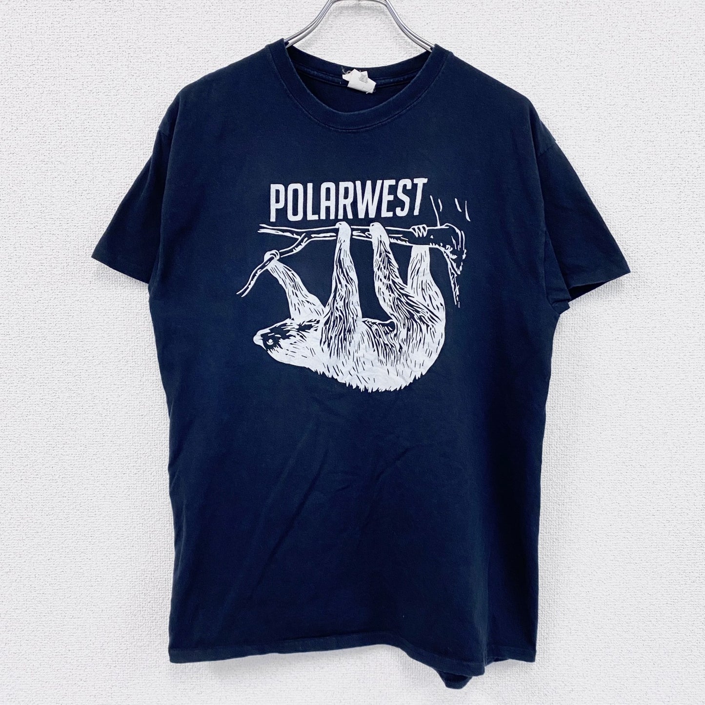 GILDAN　ギルダン　半袖アニマルプリントTシャツ　ナマケモノ　黒　ブラック　Lサイズ