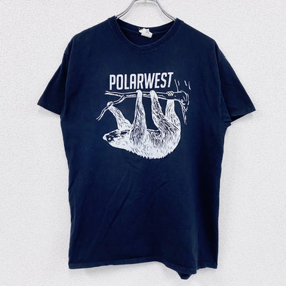 GILDAN　ギルダン　半袖アニマルプリントTシャツ　ナマケモノ　黒　ブラック　Lサイズ