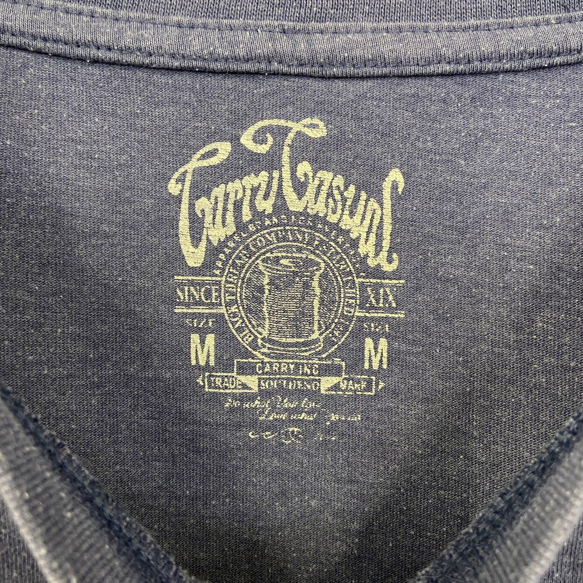 Carry Casual　キャリー カジュアル　半袖デザインプリントTシャツ　バイク　クルーネック　青　ブルー　Mサイズ　古着