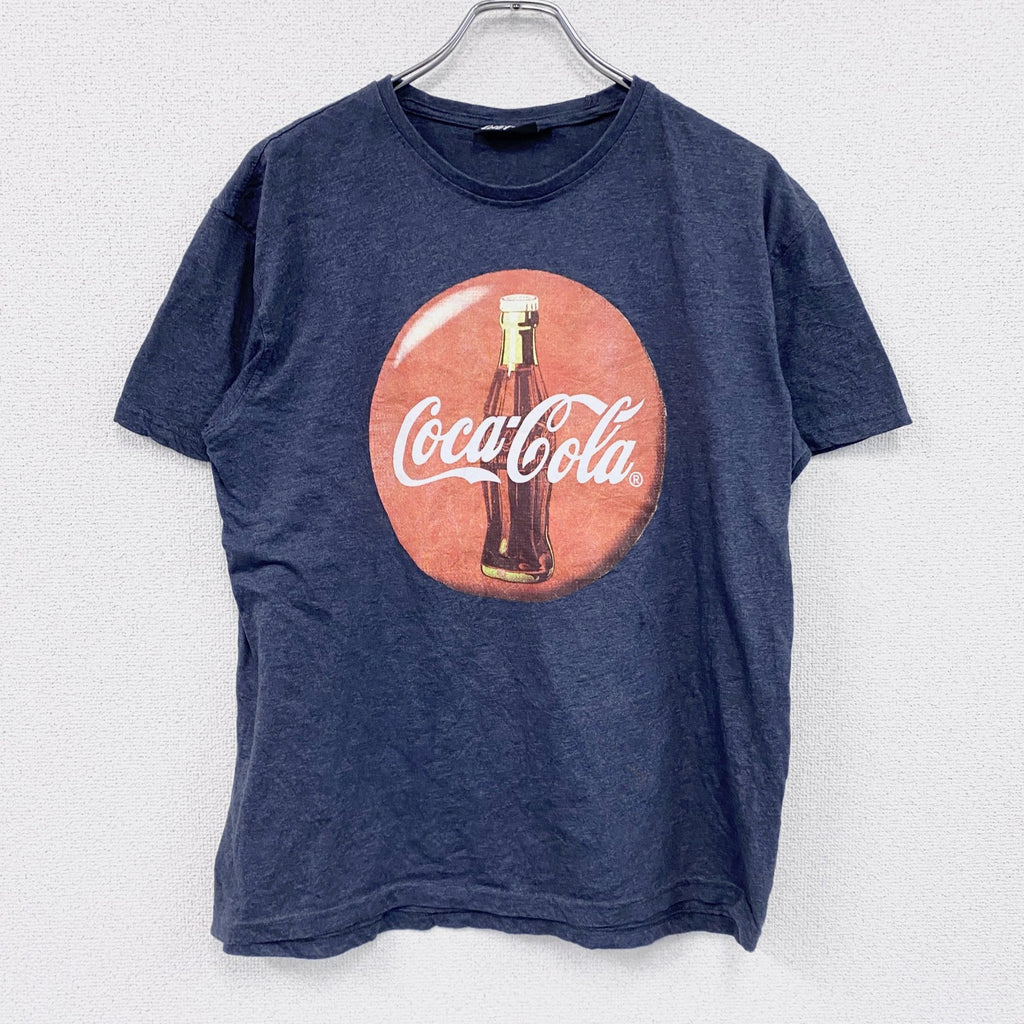 CocaCola　コカ・コーラ　半袖プリントTシャツ　紺　ネイビー　Lサイズ　古着