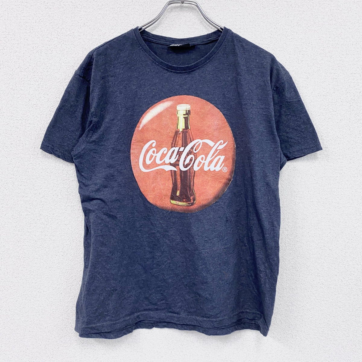 CocaCola　コカ・コーラ　半袖プリントTシャツ　紺　ネイビー　Lサイズ　古着