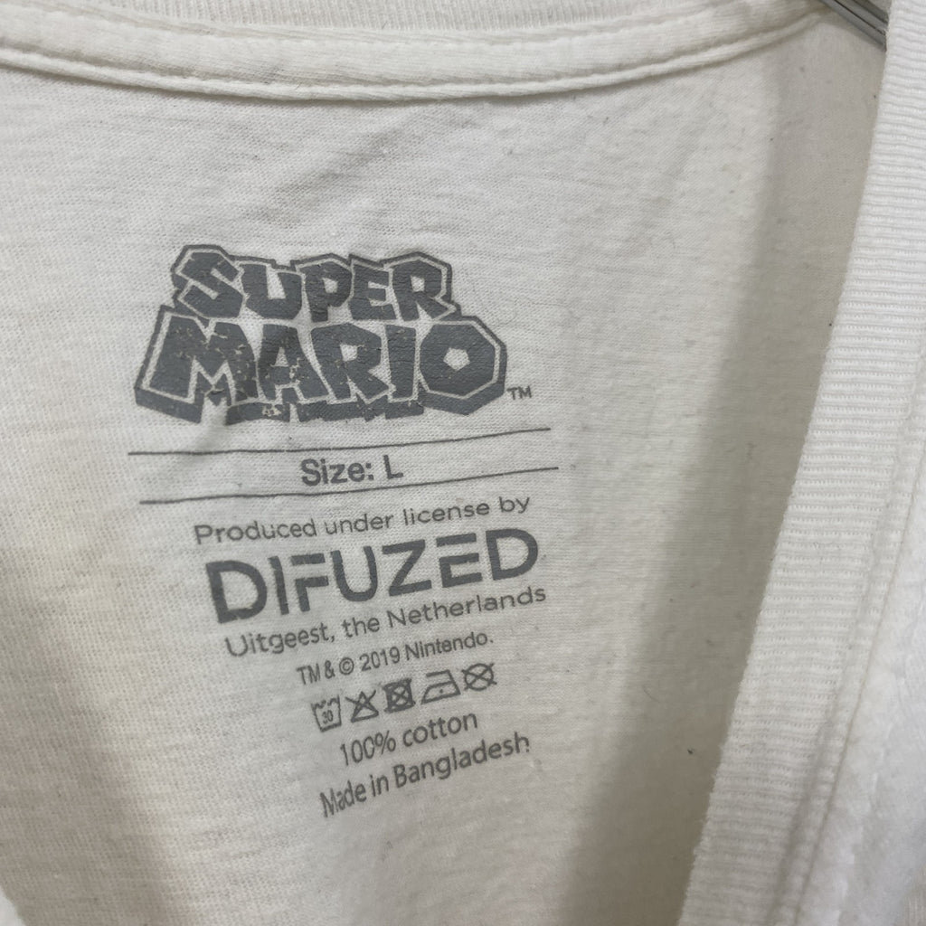 Nintendo　任天堂　SUPER MARIO　スーパーマリオ　半袖プリントTシャツ　白　ホワイト　Lサイズ　古着