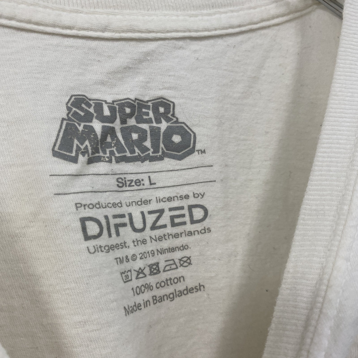 Nintendo　任天堂　SUPER MARIO　スーパーマリオ　半袖プリントTシャツ　白　ホワイト　Lサイズ　古着