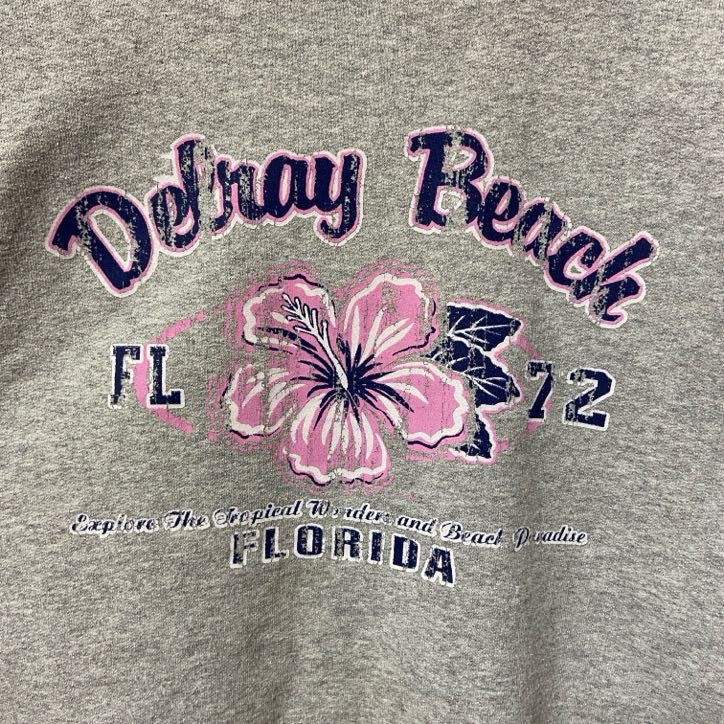 JERZEES　FLORIDA　長袖プリントスウェット　トレーナー　グレー　灰色　クルーネック　秋冬服　Sサイズ　古着