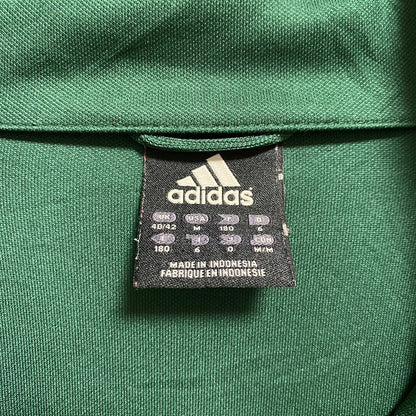 古着 used　adidas　アディダス　長袖フルジップトラックジャケット　ジャージ　ワンポイント刺繍　緑　グリーン　Lサイズ