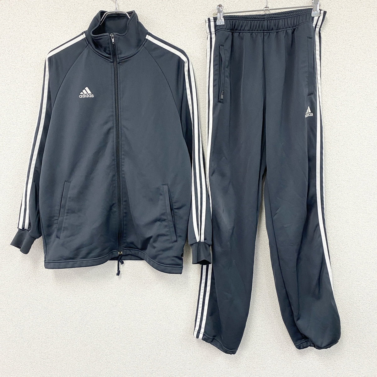 adidas　アディダス　ジャージセットアップ　トラックジャケット　トラックパンツ　紺　ネイビー　Mサイズ　古着