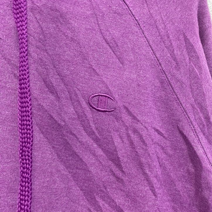 Champion　チャンピオン　スウェットパーカー/フーディー　ラグランスリーブ　前V　刺繍ロゴ　現行　紫　パープル　XLサイズ　古着