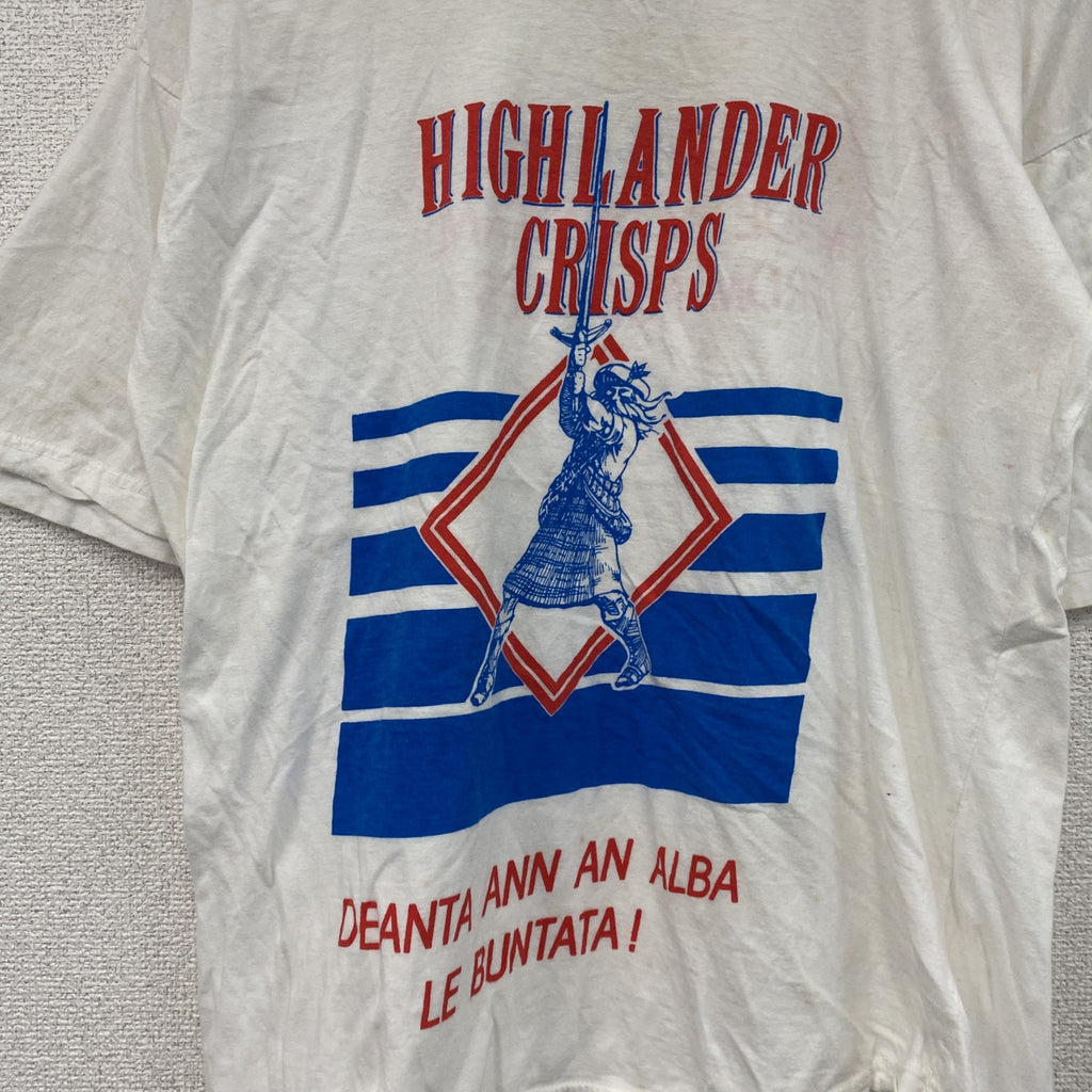 ～90s　Afhtan　半袖プリントTシャツ　ユーロヴィンテージ　白　ホワイト　Lサイズ　古着