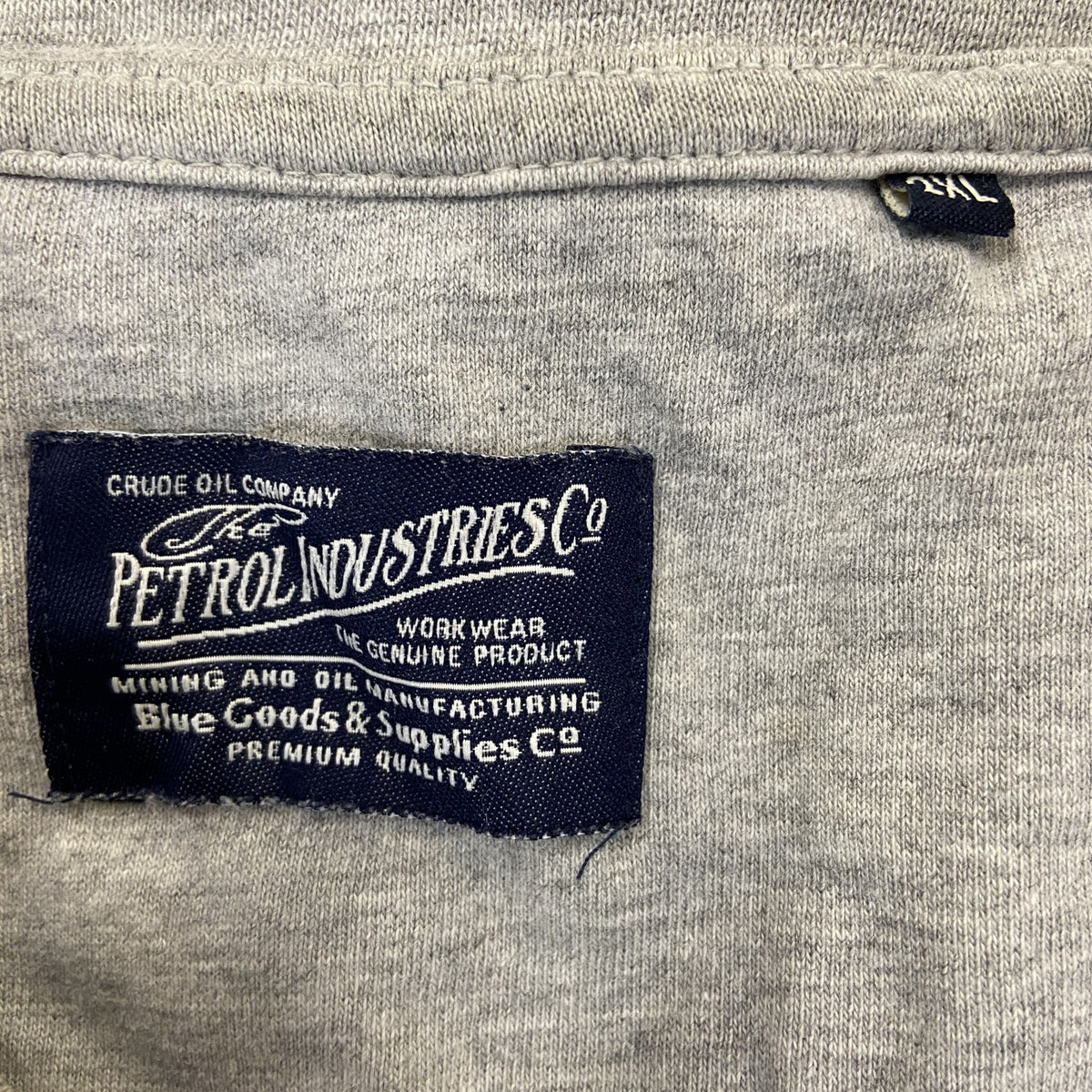 PETROL INDUSTRIES　半袖プリントTシャツ　5連プリント　アーチプリント　バイク　灰色　グレー　2XLサイズ　古着